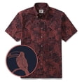 thumbnail image 1 of Men's Breathable Shirt Red Hawaiian Shirt Birds Print 100% Cotton Short Sleeve Button-down Shirt, 1 of 9