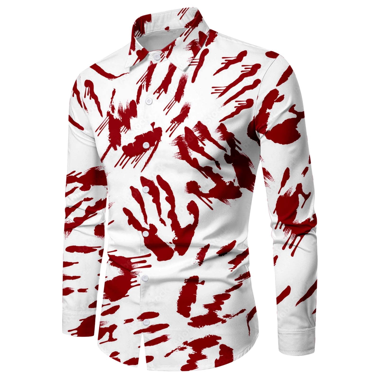red long sleeve shirt with white collar