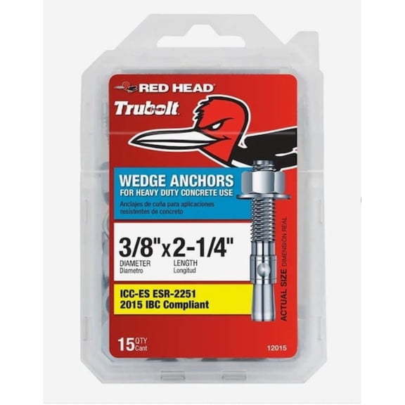 Red Head 3/8 in. x 2-1/4 in. Wedge Anchor 15CT