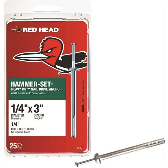 Red Head 35207 1/4 in. x 3 in. Hammer-Set Nail Drive Concrete Anchors - pack of 4