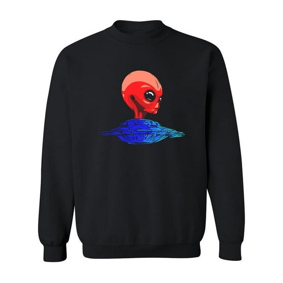 Red Head Alien Ufo Sweatshirt Men -Image by Shutterstock, Male 3X-Large