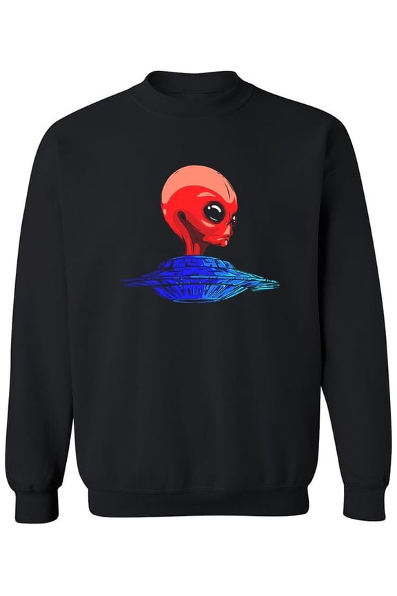 Red Head Alien Ufo Sweatshirt Men -Image by Shutterstock, Male Medium