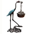 thumbnail image 1 of Red Head Green Crane Incense Burner, Antique Alloy Lotus Hanging Stove, 1 of 7