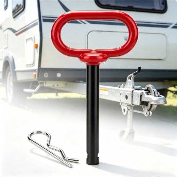 Red Head Hitch Pin for Tractors and Trailers, Trailer Hitch Pin with R-Clip, for Towing Tractor, RV, Truck, Boat, Car(8.5X80 mm)