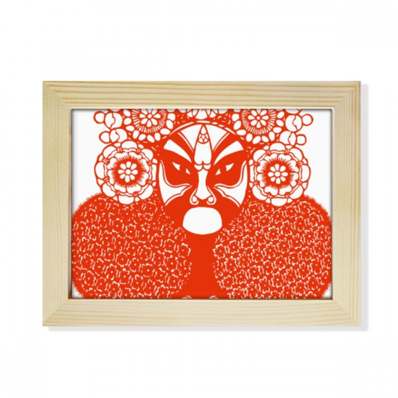 Red Head Paper-cut Beijing Opera Pattern Desktop Photo Frame Picture Art Decoration Painting 6x8 inch