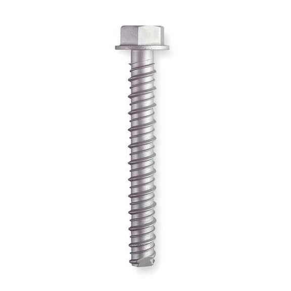 Large Diameter Tapcon Concrete Screw, 1/2" Dia., Hex, 4" L, Steel Zinc Plated, 25 PK