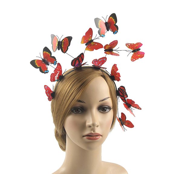 Red Headband for Women Bride Butterfly Photo Hair Hoop Hair Ornament