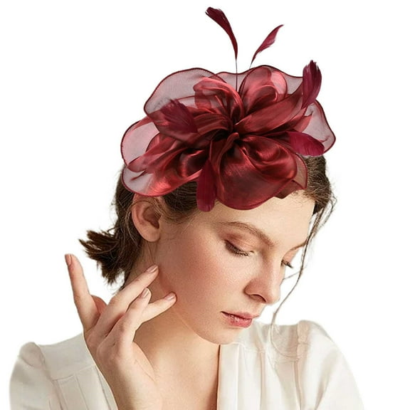 Red Headband for Women Fascinators Hat for Women Tea Party Headband Wedding Cocktail Hair Clip