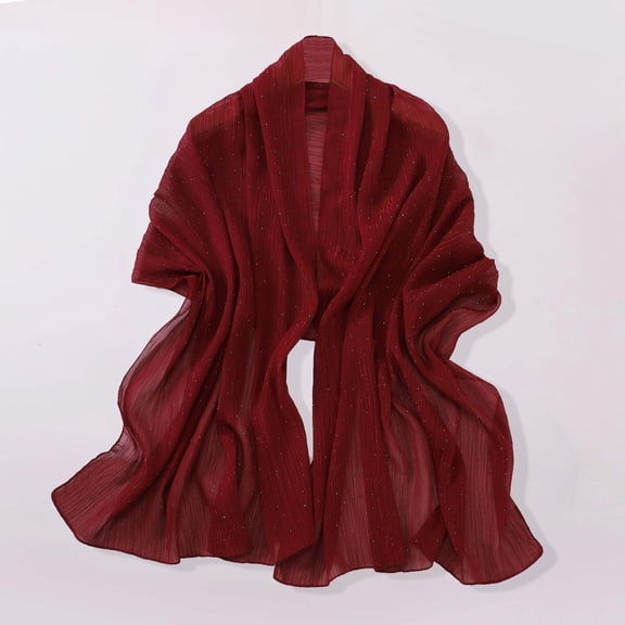 Red Headband for Women's Solid Color Crinkled Hat with Muslim Ethnic Hijab