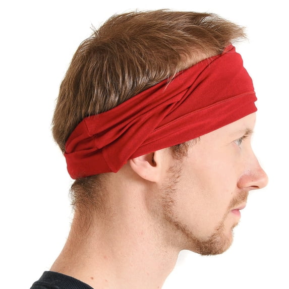 Red Headbands For Men & Women, Japanese Style Head Wrap - Headband for Workout, Running, Yoga & Daily Wear, Multi-Purpose, Elastic, Bandana by Casualbox