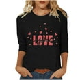 thumbnail image 1 of Red Heart 3/4 Sleeve Shirts for Womens Valentines Day Cute Basic Tee Casual Crewneck T-Shirts Tops, 1 of 4