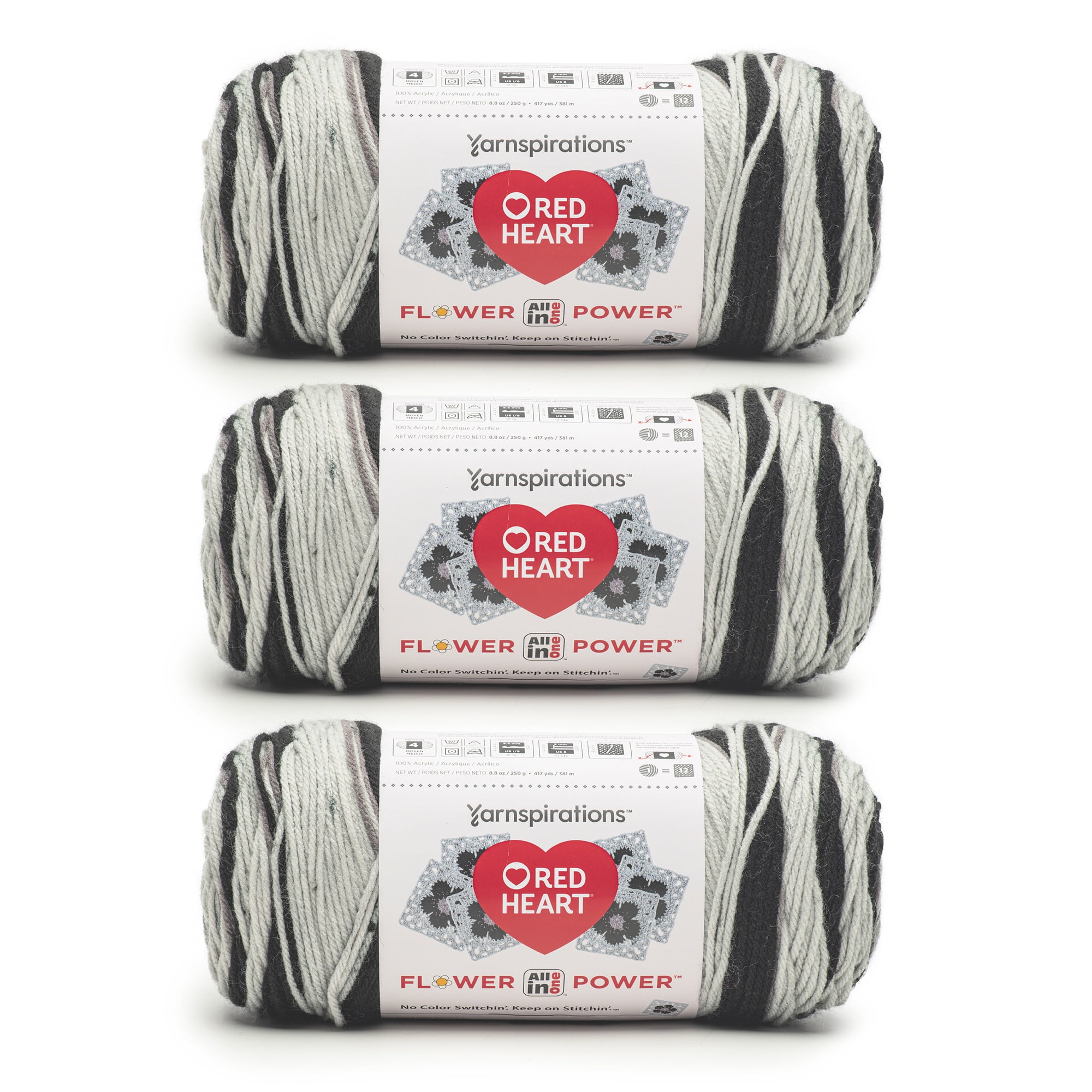 Red Heart® AIO Flower Power™ #4 Medium Acrylic Yarn, Black Dahlia