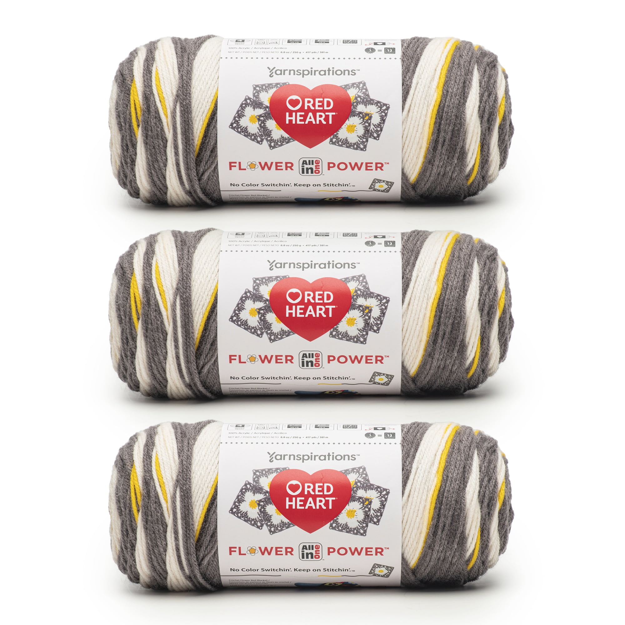 Red Heart® AIO Flower Power™ #4 Medium Acrylic Yarn, Daisy Do 8.8