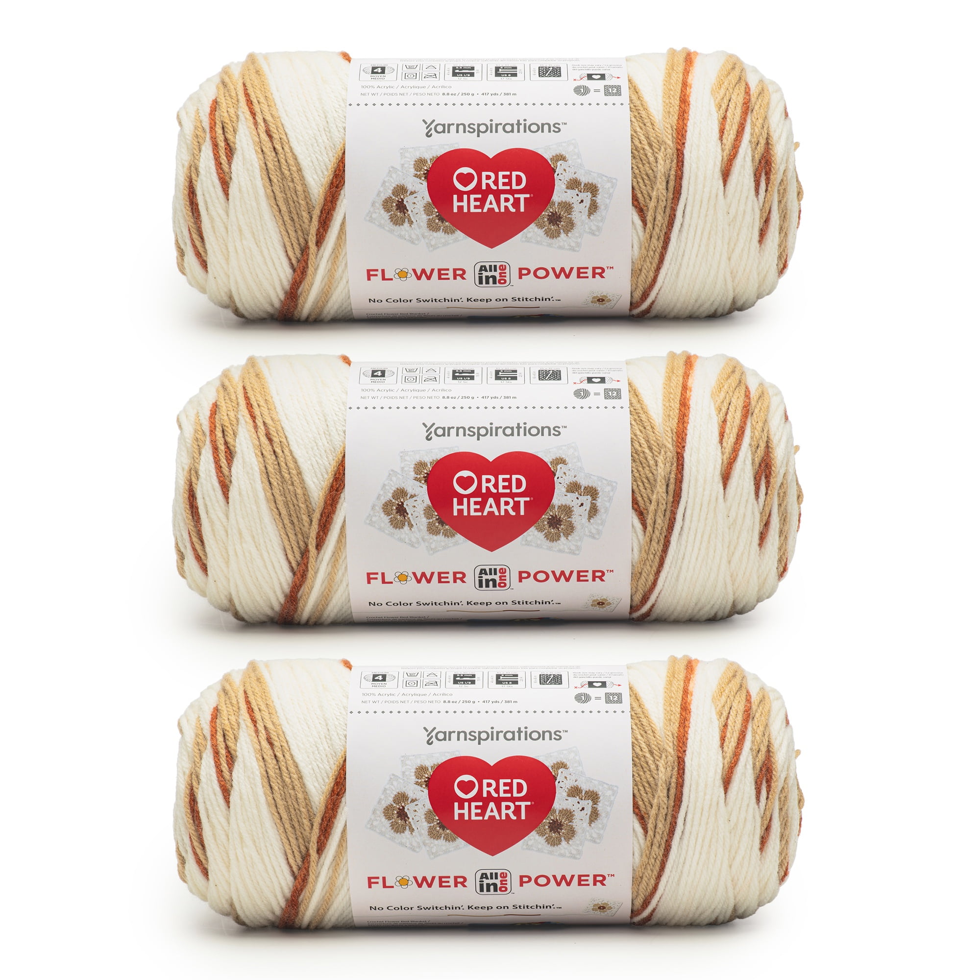 Red Heart® AIO Flower Power™ #4 Medium Acrylic Yarn, Dried Bouquet 8.8oz/250g 417Yd 3pk