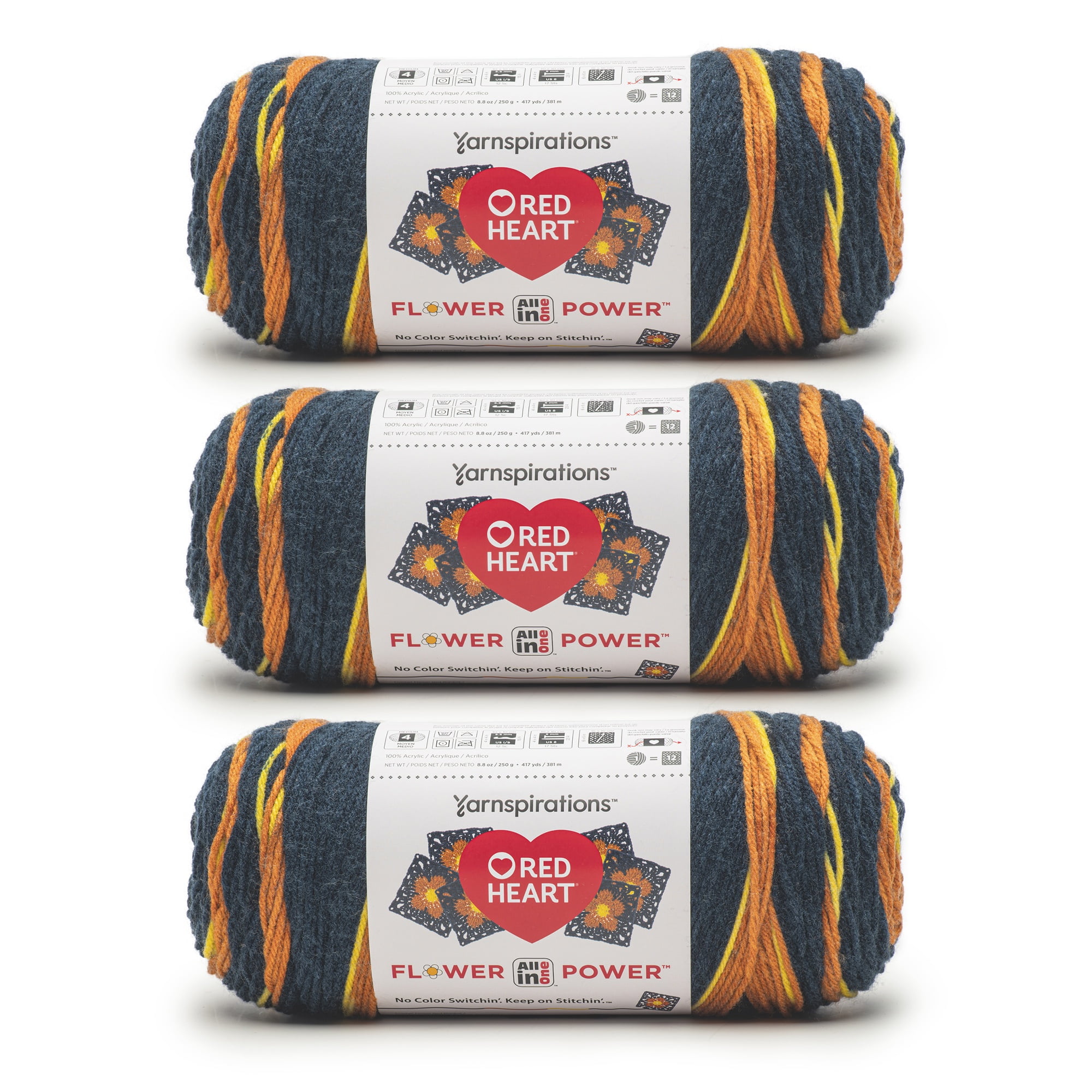 Red Heart® AIO Flower Power™ #4 Medium Acrylic Yarn, Katelli