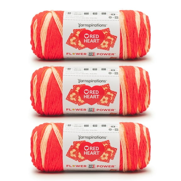 Red Heart® AIO Flower Power™ #4 Medium Acrylic Yarn, Red Hot Phlox 8.8oz/250g 417Yd 3pk
