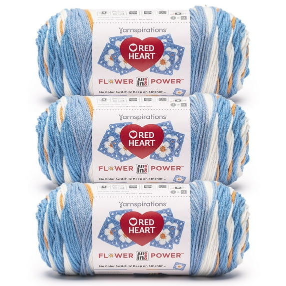 Red Heart® AIO Flower Power™ #4 Worsted (Medium) Acrylic Yarn, Jasmine Joy 8.8oz/250g 440 Yards (3 Pack)