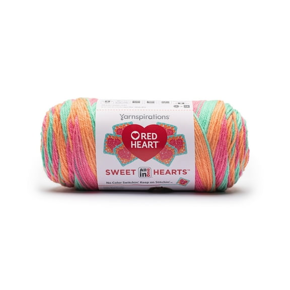 Red Heart® AIO Sweet Hearts™ #4 Worsted (Medium) Acrylic Yarn, Candy Heart 8.8oz/250g 440 Yards