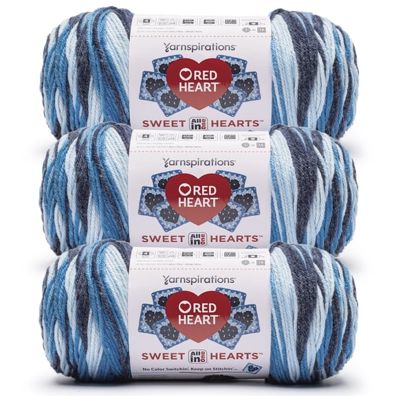 Red Heart® AIO Sweet Hearts™ #4 Worsted (Medium) Acrylic Yarn, Going Steady 8.8oz/250g 440 Yards (3 Pack)