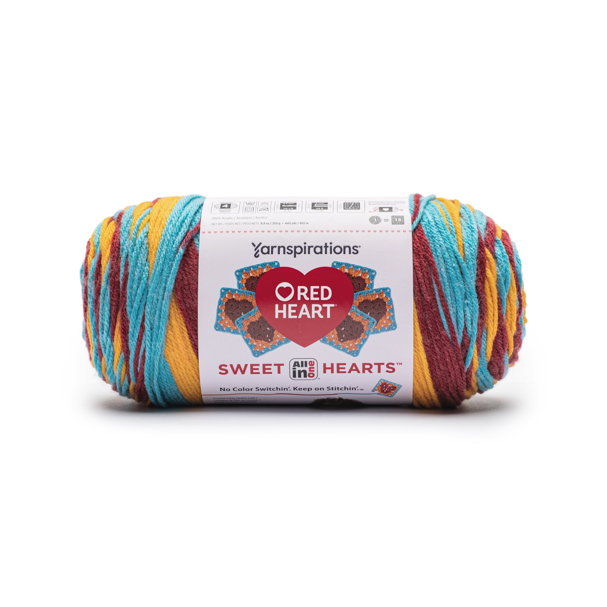 Red Heart® AIO Sweet Hearts™ #4 Worsted (Medium) Acrylic Yarn, Primary 8.8oz/250g 440 Yards