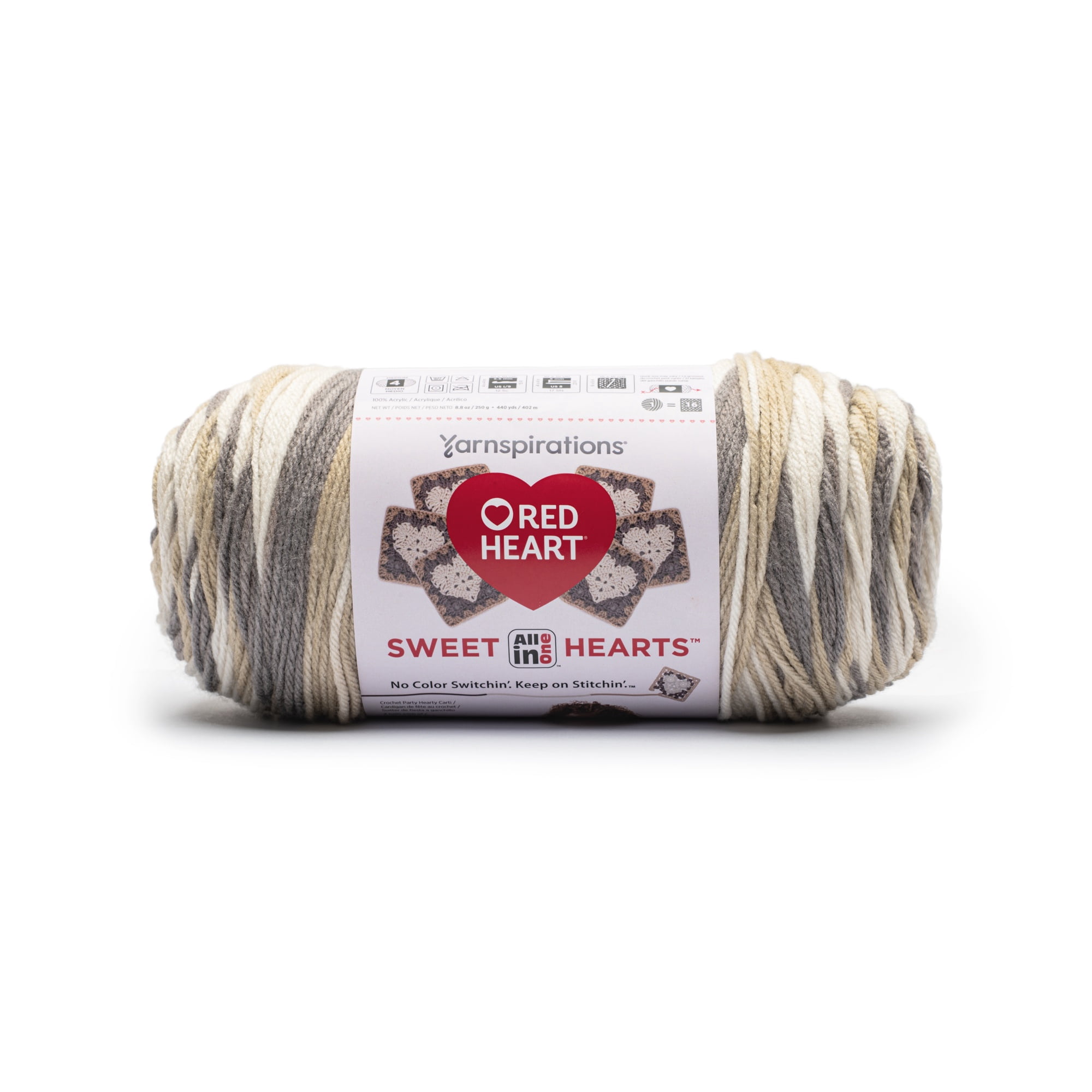 Red Heart® AIO Sweet Hearts™ #4 Worsted (Medium) Acrylic Yarn, Pure Of Heart 8.8oz/250g 440 Yards