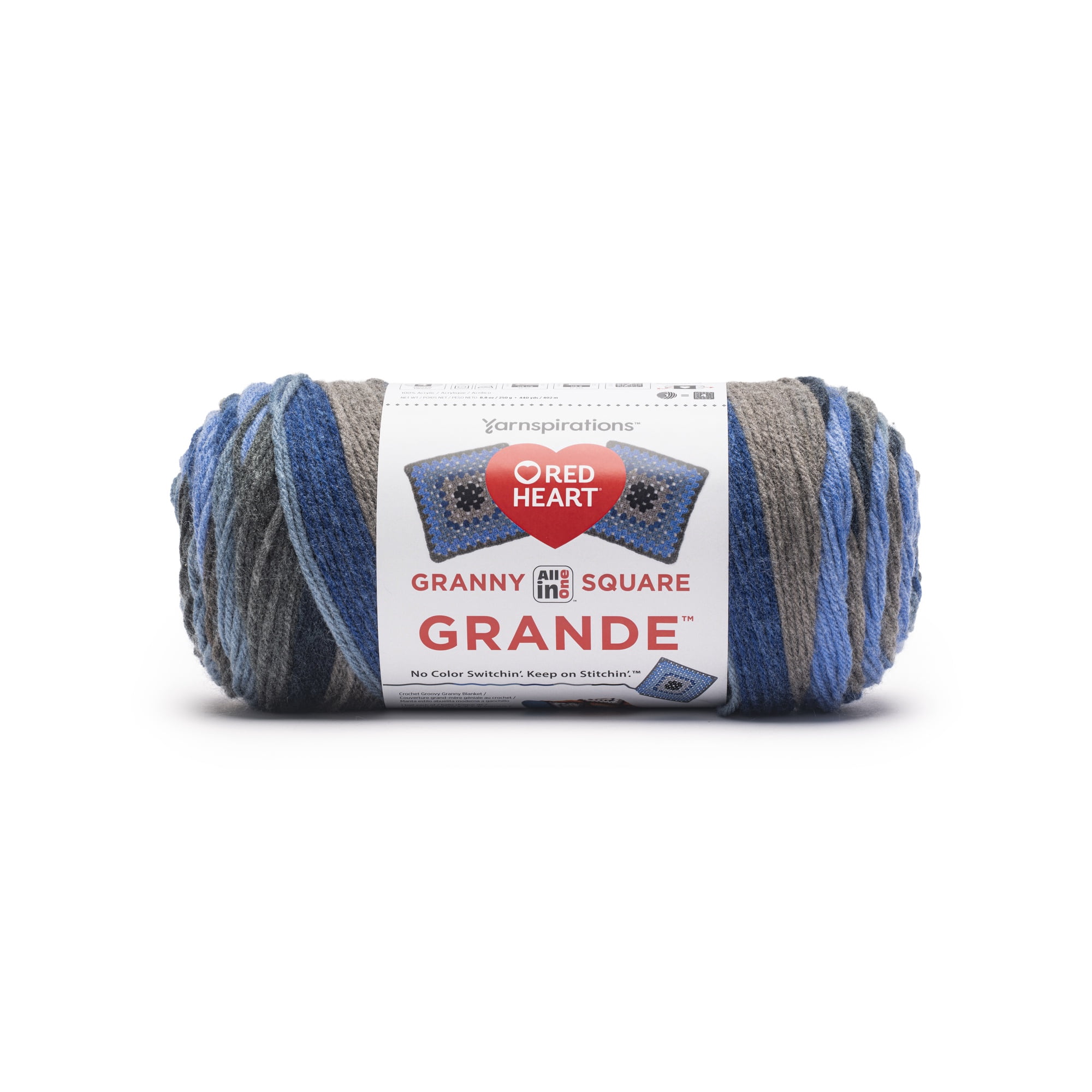 Red Heart® All In One Granny Square Grande™ #4 Worsted (Medium) Acrylic Yarn, Blue Ribbon 8.8oz/250g 440 Yards