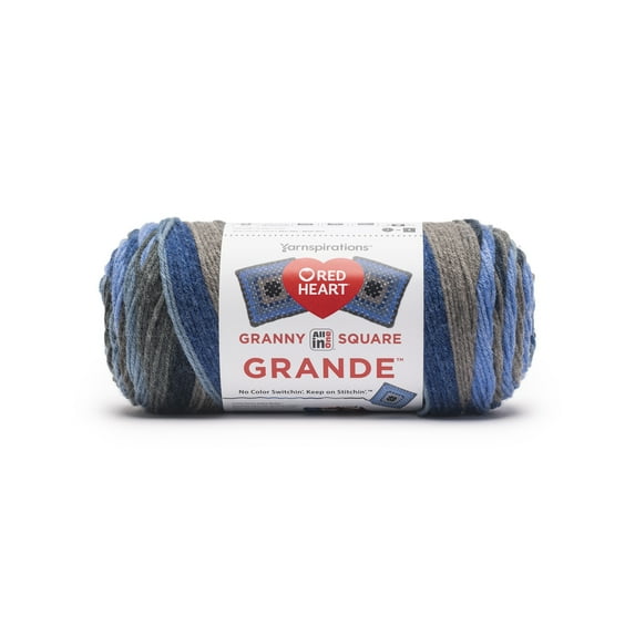 Red Heart® All In One Granny Square Grande™ #4 Worsted (Medium) Acrylic Yarn, Blue Ribbon 8.8oz/250g 440 Yards