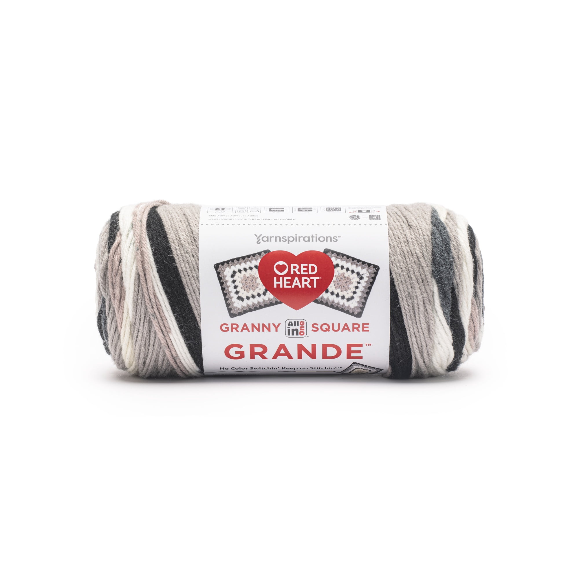 Red Heart® All In One Granny Square Grande™ #4 Worsted (Medium) Acrylic Yarn, Sterling 8.8oz/250g 440 Yards