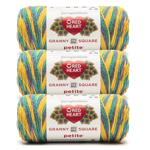 Red Heart® All In One Granny Square Petite™ #4 Worsted (Medium) Acrylic Yarn, Boppin 8.8oz/250g 440 Yards (3 Pack)