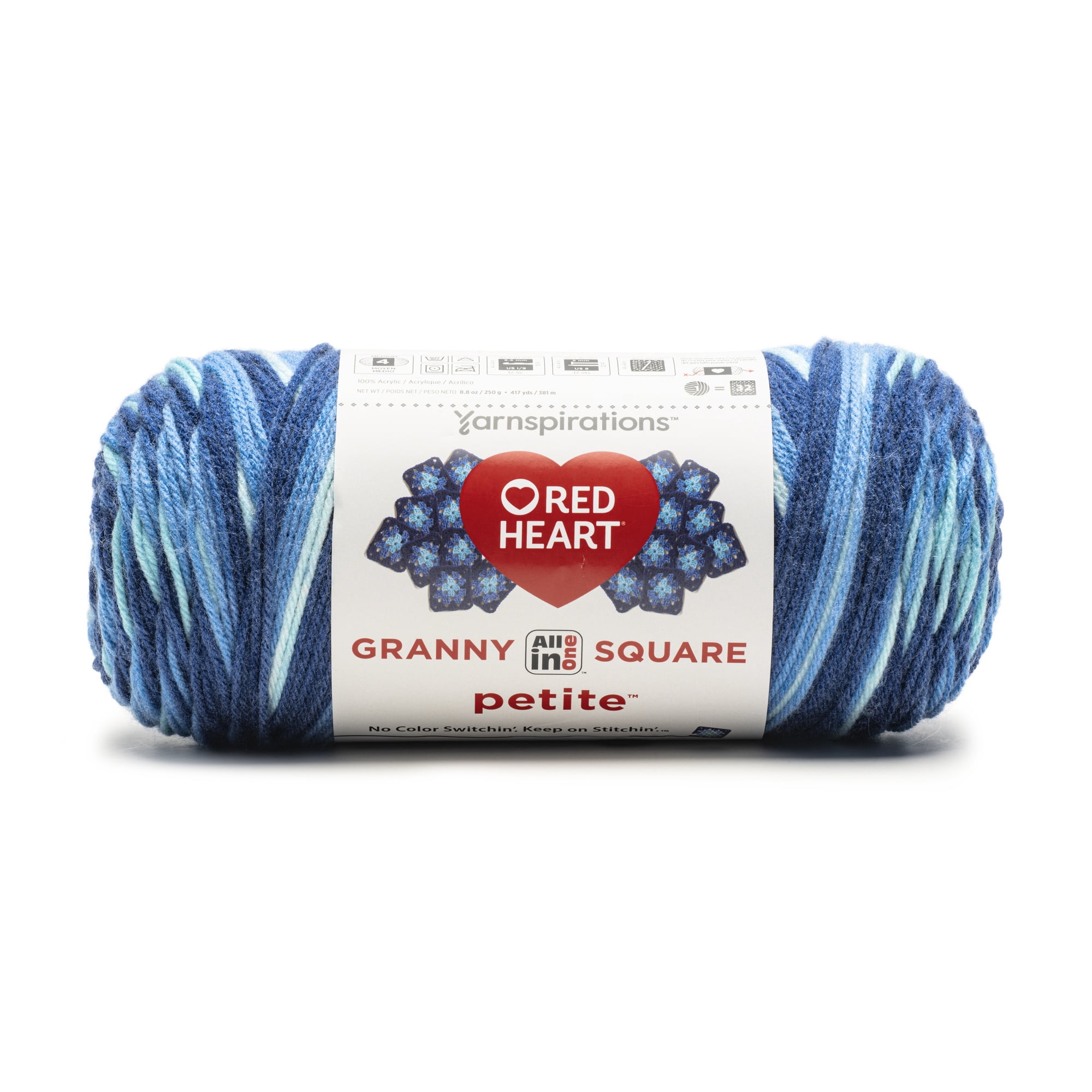 Red Heart® All In One Granny Square Petite™ #4 Worsted (Medium) Acrylic Yarn, Flip side 8.8oz/250g 440 Yards