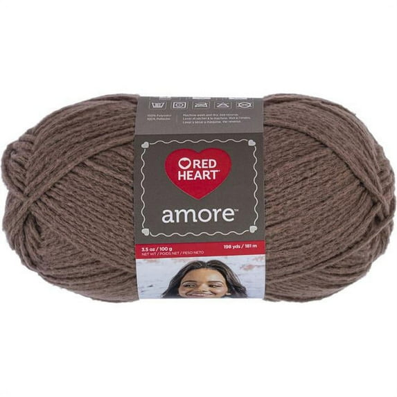 Red Heart Amore Medium 100% Polyester Latte Yarn, 198 yd