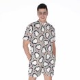 thumbnail image 1 of Red Heart And Penguin Pattern Short Sleeve Men'S Rompers, Penguin Casual Summer Jumpsuits Outfit, 1 of 4