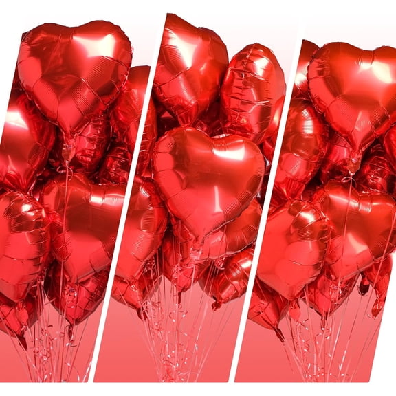 Red Heart Balloons, Heart Love Foil Helium Balloons for Valentines Day Wedding Bridal Engagement Party Anniversary Decorations