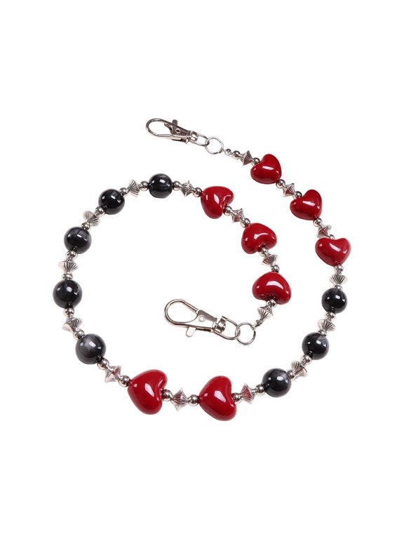 Red Heart Beaded Pants Chain Punk Styles Jeans Chains Waist Jewelry For Adult Teens Hiphop Trousers Chain Waist Decors