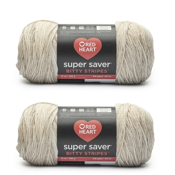 Red Heart® Bitty Stripes™ #4 Medium Acrylic Yarn, 10oz/283g, 515 Yd (2 pk) Moonbeam