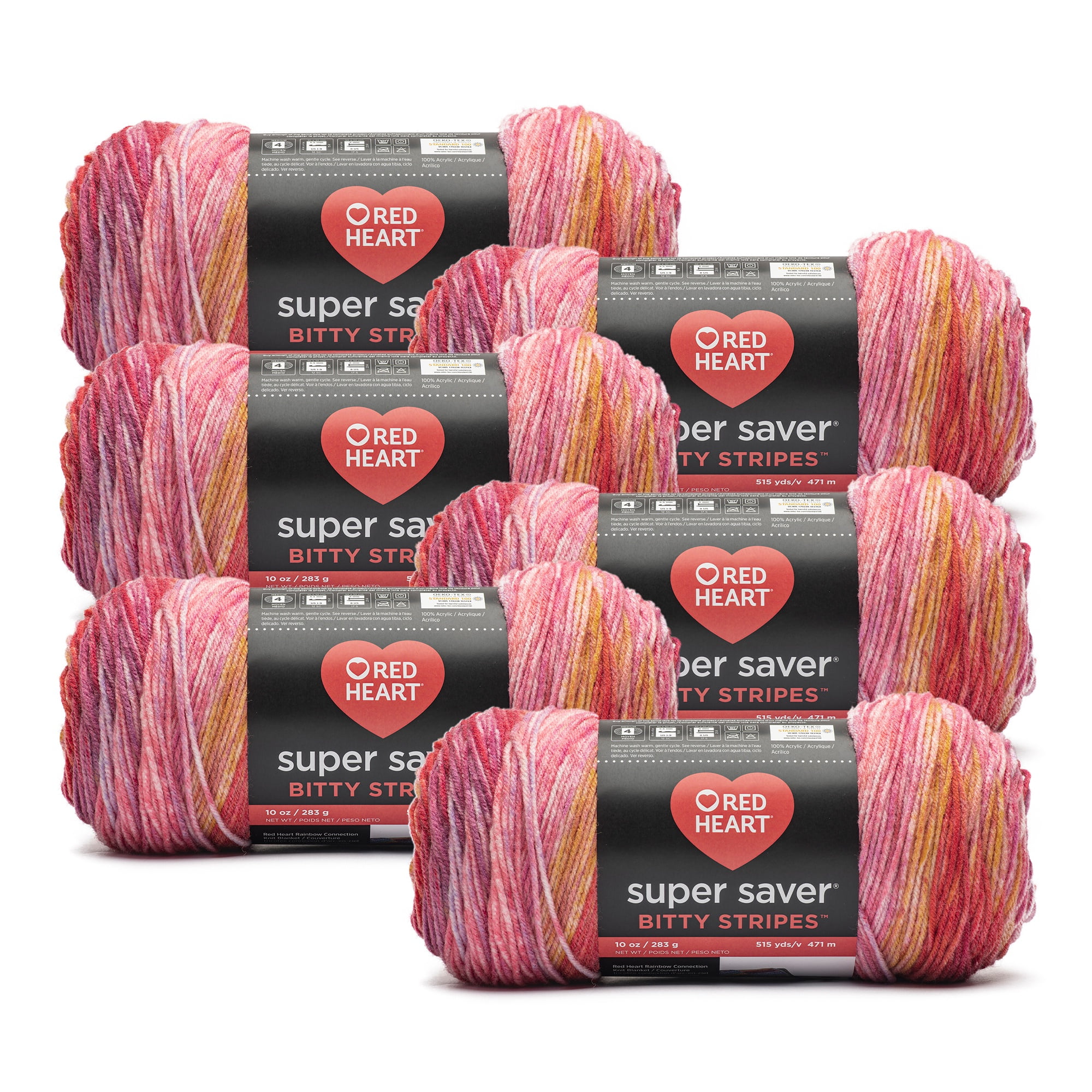Red Heart® Bitty Stripes™ #4 Medium Acrylic Yarn, 10oz/283g