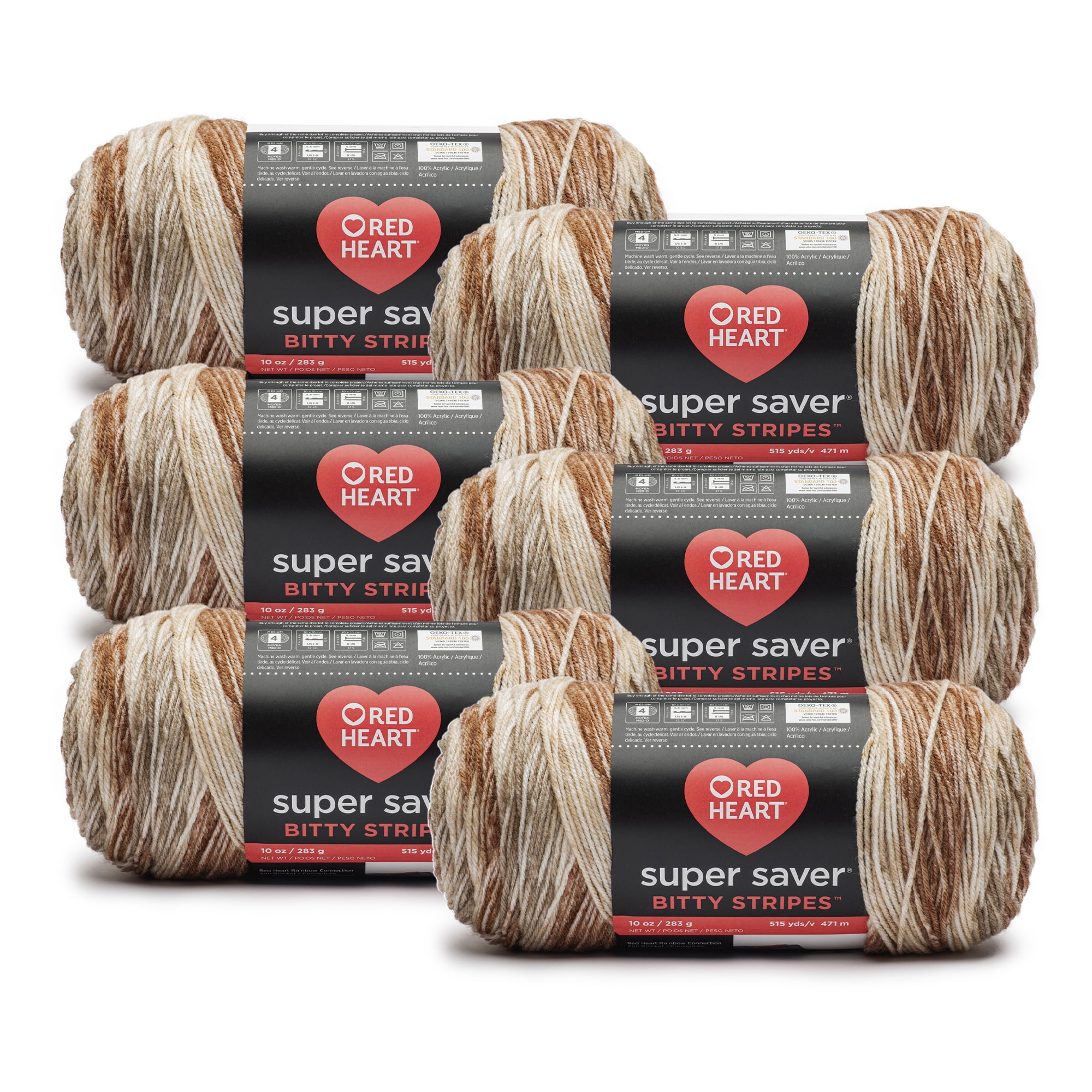 Red Heart® Bitty Stripes™ #4 Medium Acrylic Yarn, 10oz/283g, 515