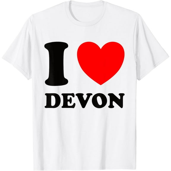 Red Heart Black I Love Devon T-Shirt
