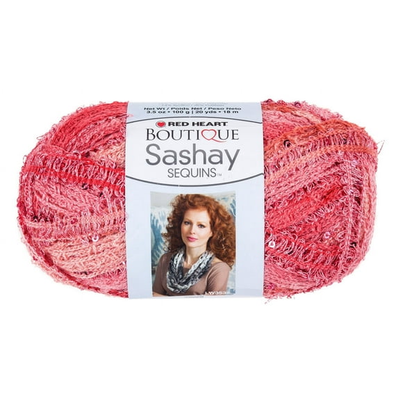 Red Heart Boutique Sashay Sequins, Coral Yarn, 100g