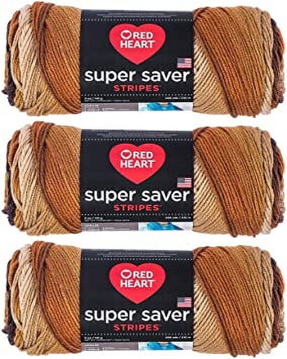 Red Heart Bulk Buy Worsted Weight Acrylic Latte Stripe Yarn, 3-Pack