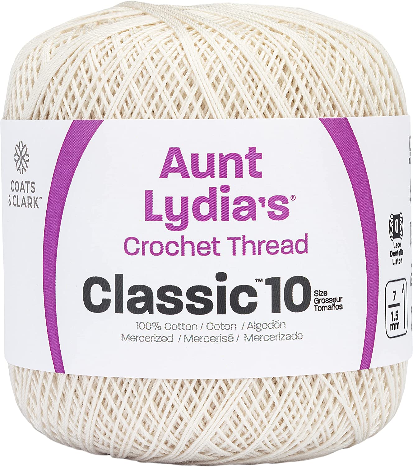 Red Heart Classic Crochet Thread, 1 Pack, Antique White, 1200 Foot