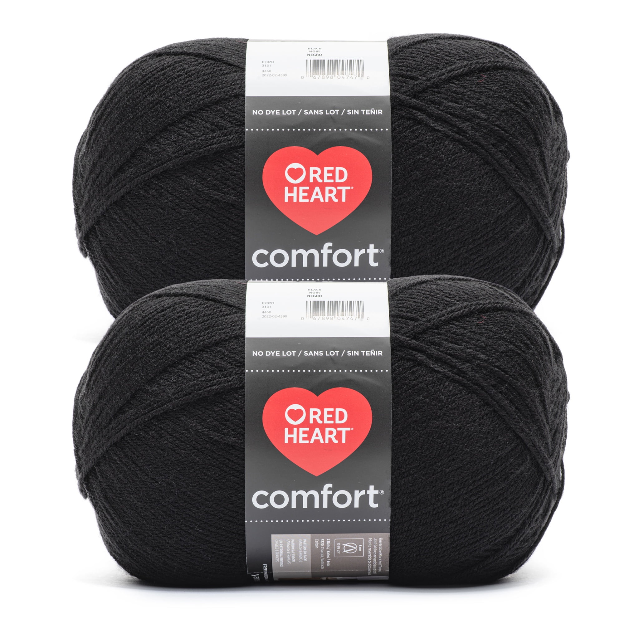Red Heart Comfort #4 Medium Acrylic Yarn, Black 16oz/454g 867 Yards (2 Pack), image size:2000x2000
