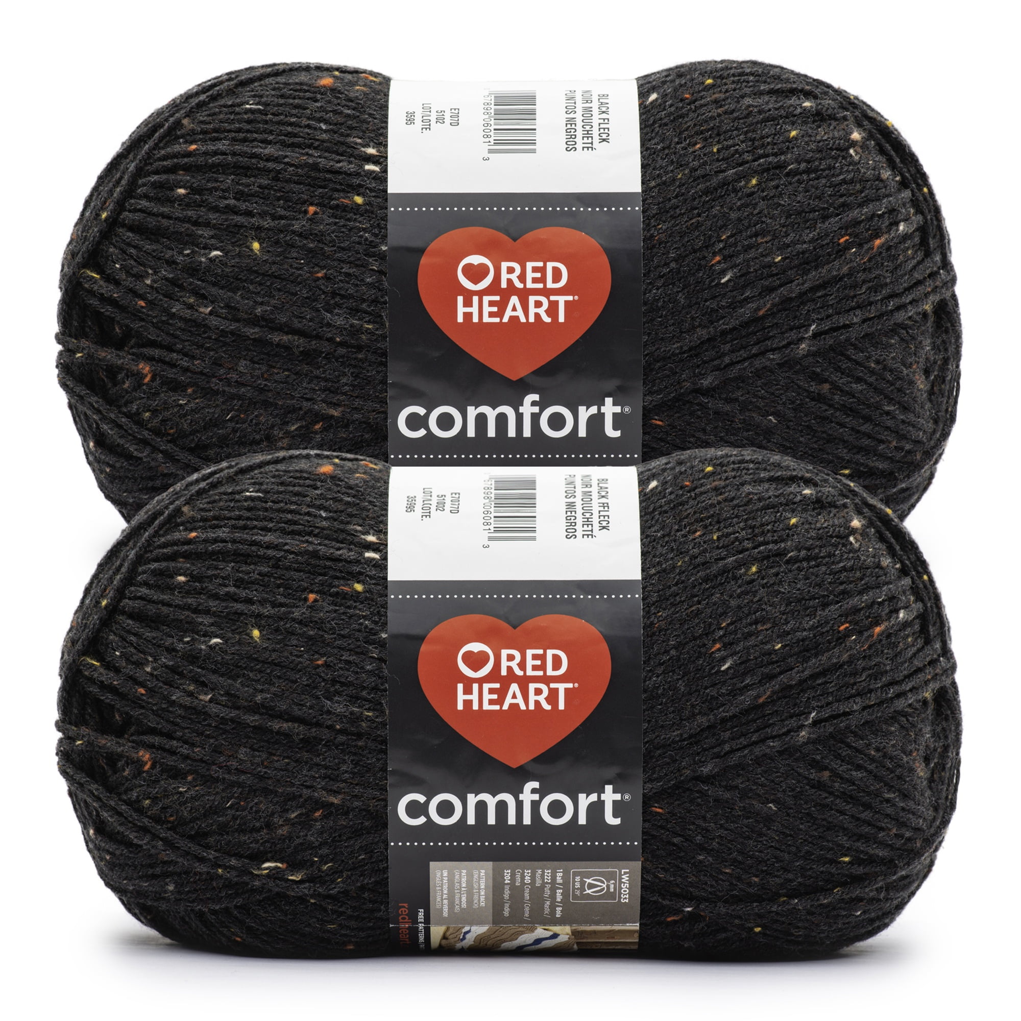 Red Heart® Comfort® 4 Medium Acrylic Yarn, Black Fleck 12oz/340g 649