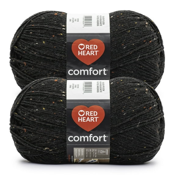 Red Heart® Comfort® #4 Medium Acrylic Yarn, Black Fleck 12oz/340g 649 Yards (2 Pk)