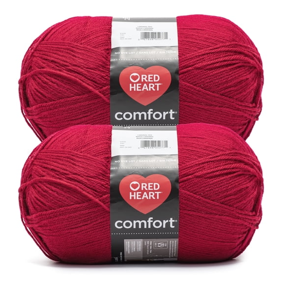Red Heart® Comfort® #4 Medium Acrylic Yarn, Cardinal Red 16oz/454g 867Yd (2 Pk)