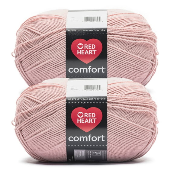 Red Heart® Comfort® #4 Medium Acrylic Yarn, Dusty Pink 16oz/454g 867 Yards (2 Pk)