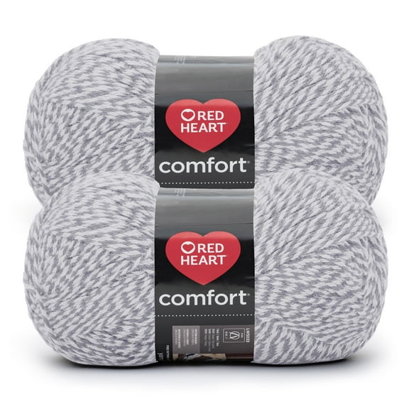 Red Heart® Comfort® #4 Medium Acrylic Yarn, Gray/Aran Marl 12oz/340g 649Yd (2 Pk)