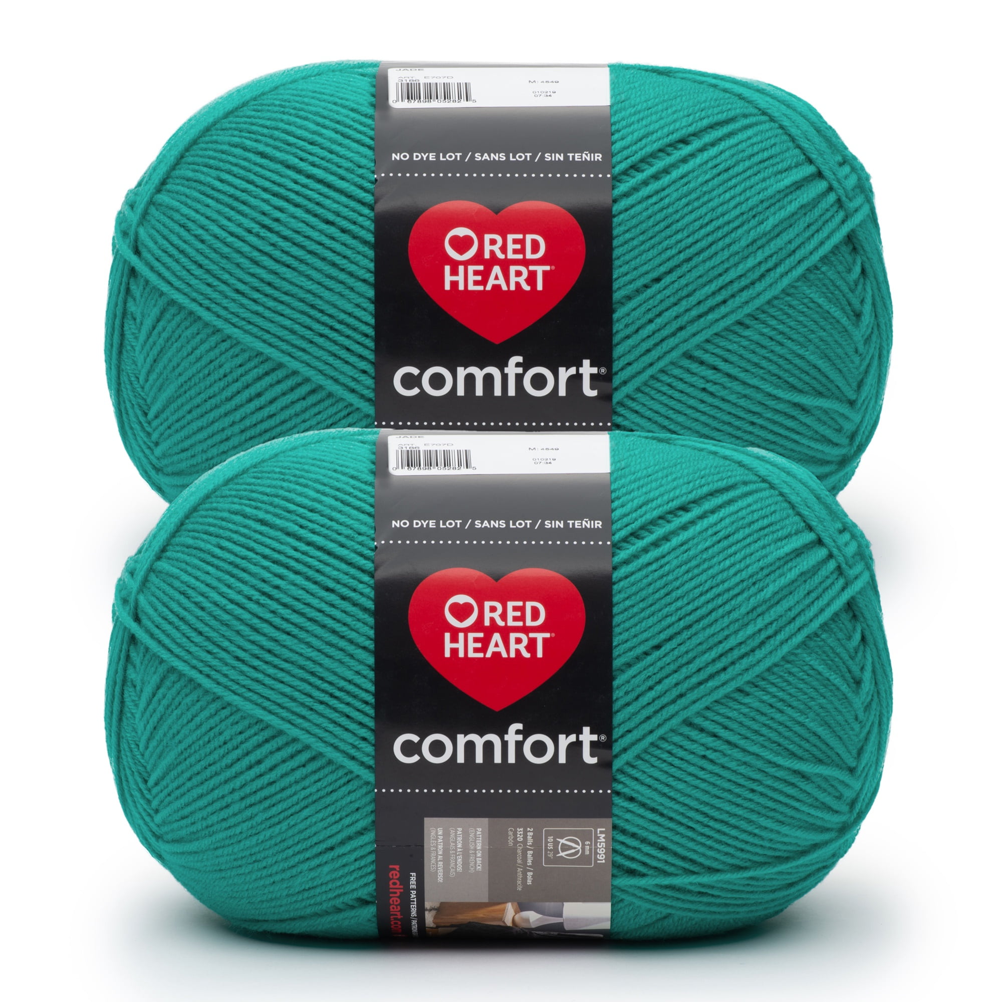 Red Heart® Comfort® #4 Medium Acrylic Yarn, Jade 16oz/454g 867 Yards (2 Pack)