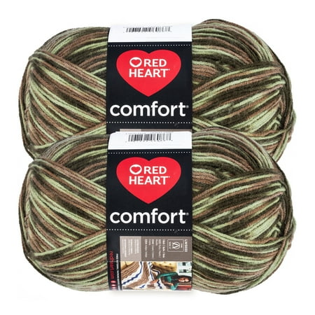 Red Heart® Comfort® #4 Medium Acrylic Yarn, Light Camo Print 12oz/340g 649Yd (2Pk)