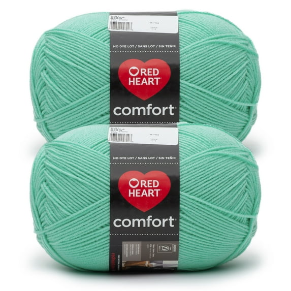 Red Heart® Comfort® #4 Medium Acrylic Yarn, Mint 16oz/454g 867 Yards (2 Pack)